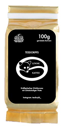 Kopi Luwak Kaffee 100% | City Roast Civet Coffee 100g | Kaffeebohnen | Kaffeespezialität als Geschenk für Kaffeeliebhaber von Tesdorpfs für den Geschenkkorb, die Kaffeemühle oder zu Ferrero Rocher