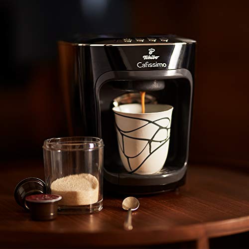 Tchibo Cafissimo mini Kaffeemaschine Kapselmaschine inkl. elektrischer Milchaufschäumer und 30 Kapseln für Caffè Crema, Espresso, Kaffee und Milchspezialitäten, Schwarz - 4