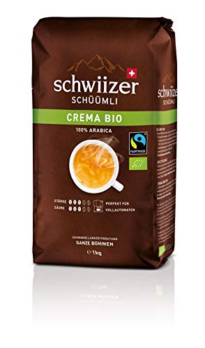 Schwiizer Schu?u?mli Crema Bio Bohnenkaffee 1kg - Fairtrade - Intensität 3/5 - 100% Bio Arabica - Perfekt für Vollautomaten - 2
