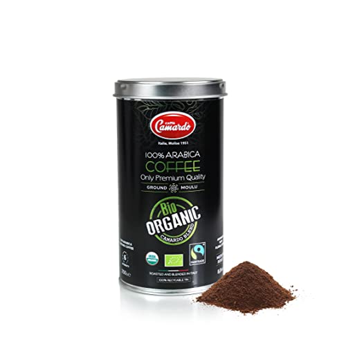CAFFÈ CAMARDO gemahlener Kaffee für Moka – ARABICA BIO ORGANIC Mischung – USDA Bio-zertifizierter Kaffee – MEDIUM RÖSTEN – 250 g frisch sparende Blechdose