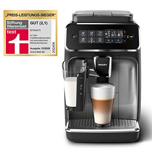 Philips Domestic Appliances 3200 Serie EP3246/70 Kaffeevollautomat, 5 Kaffeespezialitäten (LatteGo Milchsystem) Schwarz/Silber-lackiert - 2