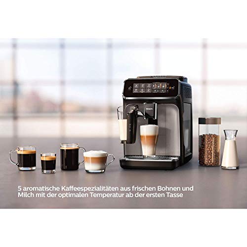 Philips Domestic Appliances 3200 Serie EP3246/70 Kaffeevollautomat, 5 Kaffeespezialitäten (LatteGo Milchsystem) Schwarz/Silber-lackiert - 3