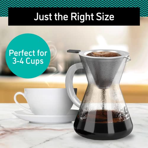 Coffee Gator Pour Over Kaffeebrüher – Mehr Geschmack mit einem papierlosen Edelstahlfilter und einer Glaskaraffe – Manueller Drip Kaffeebereiter – 400 ml - 4