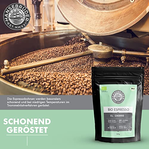 HANSEBRÜDER Bio Espresso | Kaffeebohnen 500g | Säurearm | Arabica Kaffee Ganze Bohnen | El Chorro | DE-ÖKO-006 - 3