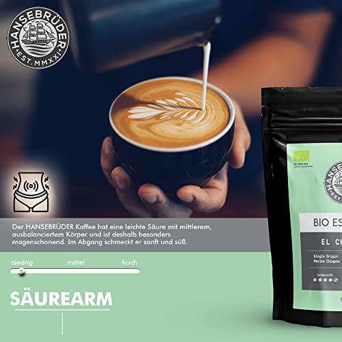 HANSEBRÜDER Bio Espresso | Kaffeebohnen 500g | Säurearm | Arabica Kaffee Ganze Bohnen | El Chorro | DE-ÖKO-006 - 4