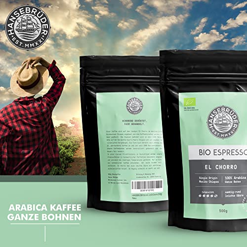 HANSEBRÜDER Bio Espresso | Kaffeebohnen 500g | Säurearm | Arabica Kaffee Ganze Bohnen | El Chorro | DE-ÖKO-006 - 7