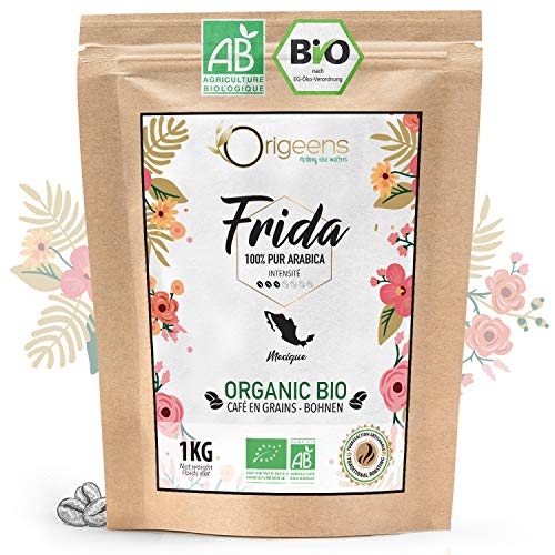 ?? BIO Kaffeebohnen 1kg | Biologische Arabica Kaffee Ganze Bohnen | Single Origin Mexiko Frida | Säurearm | Traditionelle Röstung