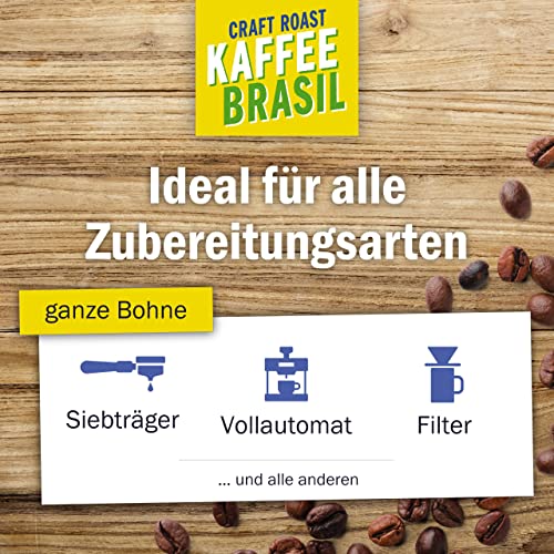 ? Caffezza® Craft Roast BRASIL - 100% Arabica Kaffeebohnen 1kg - säurearm, Trommelröstung - Bohnenkaffee für Espresso, Kaffeevollautomat, Filterkaffee - nussig, Schokolade, süß - ganze Bohne - 3