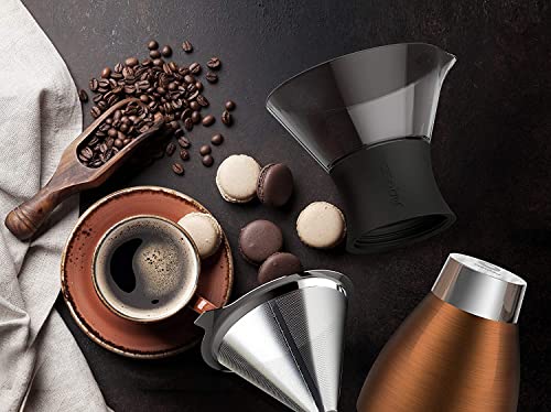 Asobu Kupferisolierter Pour Over Kaffeebereiter (900 ml), doppelwandiger Vakuum, Edelstahlfilter, hält bis zu 12 Stunden heiß, kupfer, PO300-COP - 2