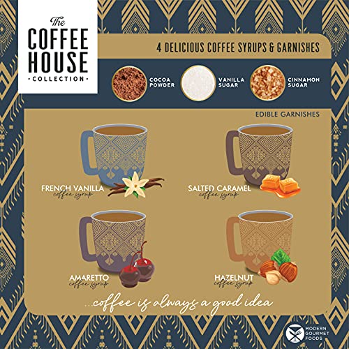 Thoughtfully - Kaffee-Therapie Geschenk-Set - Inkl. 4 x 68 ml Kaffee-Sirup, Vanillezucker, Zimt-Zucker & Kakaopulver - 5