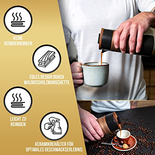MoreFlavor® French Press 450 ml | Kaffeebereiter aus Keramik mit Edelstahl Filtersieb | Ideale Kaffee Presse für Zuhause, Camping & Outdoor Kaffee | French Press Kaffee - 6