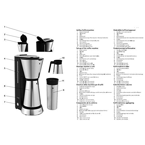 WMF Küchenminis Aroma Filterkaffeemaschine mit Thermoskanne, 870 Watt, Thermobecher to go, kleine Kaffeemaschine Timer, cromargan matt - 12