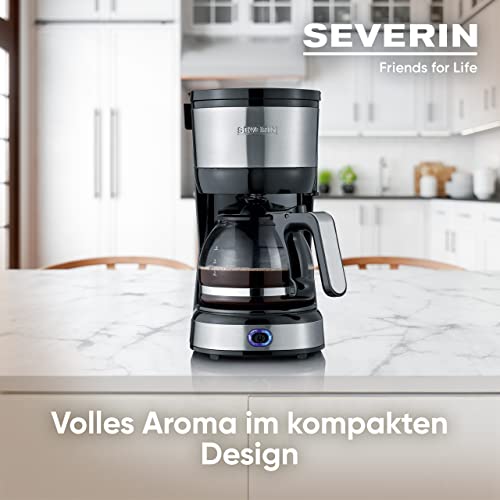 SEVERIN Kompakt Kaffeemaschine, aromatischer Kaffee mit dem Kaffeebereiter für bis zu 4 Tassen, Filterkaffeemaschine mit Permanent-Schwenkfilter, Edelstahl/schwarz, KA 4808 - 3