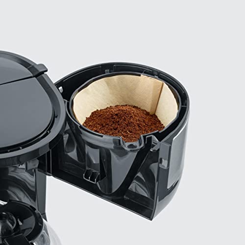 SEVERIN Kompakt Kaffeemaschine, aromatischer Kaffee mit dem Kaffeebereiter für bis zu 4 Tassen, Filterkaffeemaschine mit Permanent-Schwenkfilter, Edelstahl/schwarz, KA 4808 - 6