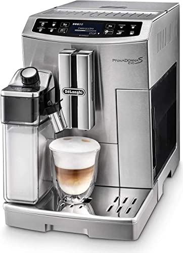 De'Longhi Primadonna S Evo ECAM 510.55.M Kaffeevollautomat mit LatteCrema Milchsystem, Cappuccino und Espresso auf Knopfdruck, 2,8 Zoll Touchscreen Display und App-Steuerung, Edelstahlgehäuse, silber - 2