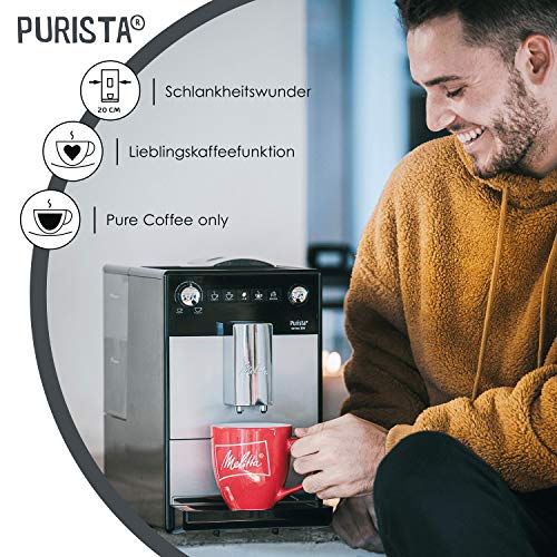 Melitta Purista F 230-102 Kaffeevollautomat mit flüsterleisem Kegelmahlwerk (Direktwahltaste, 2-Tassen Funktion, 20 cm Breite, entnehmbare Brühgruppe) schwarz - 4
