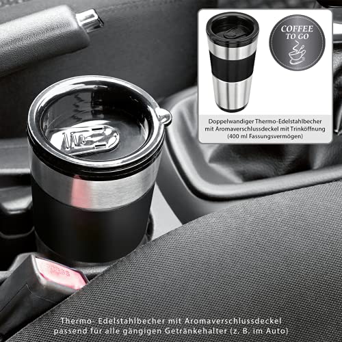 Clatronic KA 3733 Kaffeemaschine für Coffee To Go, inkl. 0,4 Liter Kaffeebecher aus Edelstahl, 2 GO - ideal für Auto, Büro und unterwegs, Single Filterkaffeemaschine, mit Filter, schwarz - 6