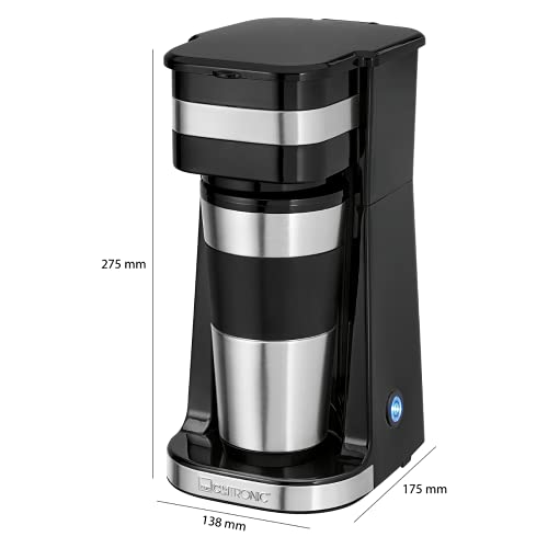 Clatronic KA 3733 Kaffeemaschine für Coffee To Go, inkl. 0,4 Liter Kaffeebecher aus Edelstahl, 2 GO - ideal für Auto, Büro und unterwegs, Single Filterkaffeemaschine, mit Filter, schwarz - 8
