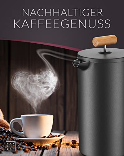 Lambda Coffee® Thermo French Press Edelstahl I 1 Liter - 5 Tassen I 3 Größen erhältlich I Doppelwandig: Hält lange Warm I Kaffeebereiter Thermo - 7