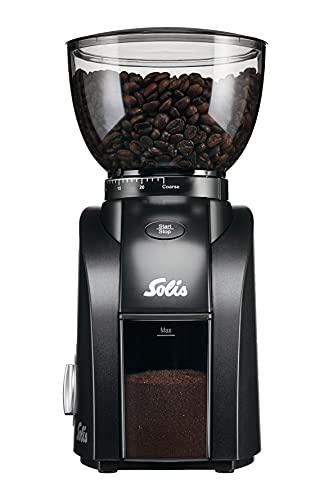 Solis Scala Zero Static 1662 Elektrische Kaffeemühle - Coffee Grinder - Espressomühle mit 24 Mahlgradeinstellungen - Schutz Gegen Statischen Kaffee - Kaffeebohnenbehälter 300 Gramm - Schwarz - 2