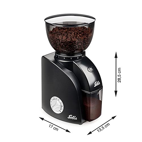 Solis Scala Zero Static 1662 Elektrische Kaffeemühle - Coffee Grinder - Espressomühle mit 24 Mahlgradeinstellungen - Schutz Gegen Statischen Kaffee - Kaffeebohnenbehälter 300 Gramm - Schwarz - 8