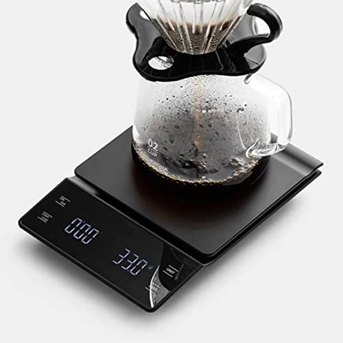 Nilpferd Kaffeewaage Digitale mit Timer Bis 3kg|d=0,1g, Espressowaage mit LED-Touchscreen, digitale Küchenwaage, Lebensmittelwaage, Haushaltswaage,0,1g feinwaage, Batterien enthalten (Schwarz)