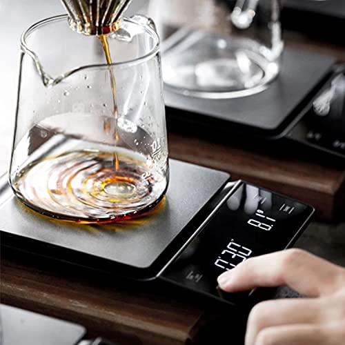 Nilpferd Kaffeewaage Digitale mit Timer Bis 3kg|d=0,1g, Espressowaage mit LED-Touchscreen, digitale Küchenwaage, Lebensmittelwaage, Haushaltswaage,0,1g feinwaage, Batterien enthalten (Schwarz) - 6