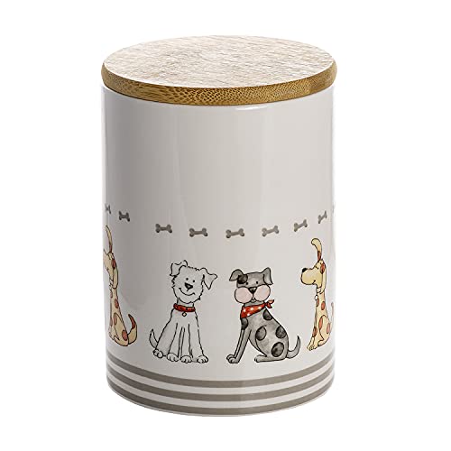SPOTTED DOG GIFT COMPANY - Keramik-Vorratsdosen mit Holzdeckel - mit Hunde-Motiv - Aufbewahrungsdosen für Hundeliebhaber und Hundebesitzer - tolle Küchendeko - groß - 1,2 l - 3er-Set - 8