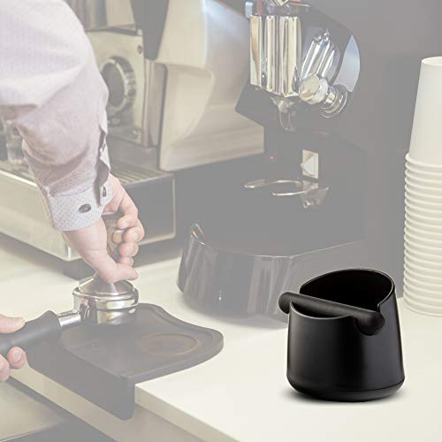 Barista Legends® Abklopfbehälter für Siebträger mattschwarz - Knock Box für Kaffeesatz mit spezieller geräuschabsorbierender Schlagstange - Abschlagbehälter für dein Barista Zubehör. - 5