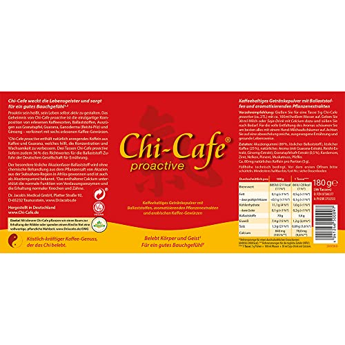 Chi-Cafe proactive, 180 g Dose I Kaffeehaltiges Getränkepulver I wild und würzig I mit Akazienfaser Ballaststoffen, Kaffee, Guarana, Ginseng, Kaffee-Gewürzen I 36 Tassen - 2