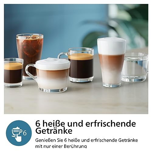 Philips 3300 Series Kaffeevollautomat - 6 Getränke, Modernes Farb-Touchscreen-Display, LatteGo-Milchsystem, SilentBrew, 100% Keramikmahlwerk, AquaClean Filter. Schwarzchrom (EP3347/90) - 2