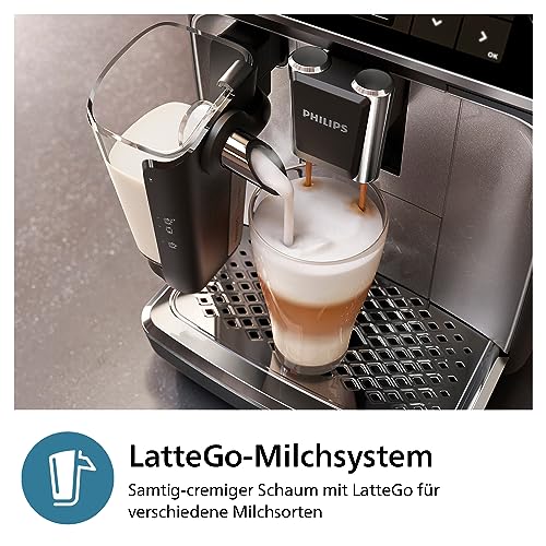 Philips 3300 Series Kaffeevollautomat - 6 Getränke, Modernes Farb-Touchscreen-Display, LatteGo-Milchsystem, SilentBrew, 100% Keramikmahlwerk, AquaClean Filter. Schwarzchrom (EP3347/90) - 4