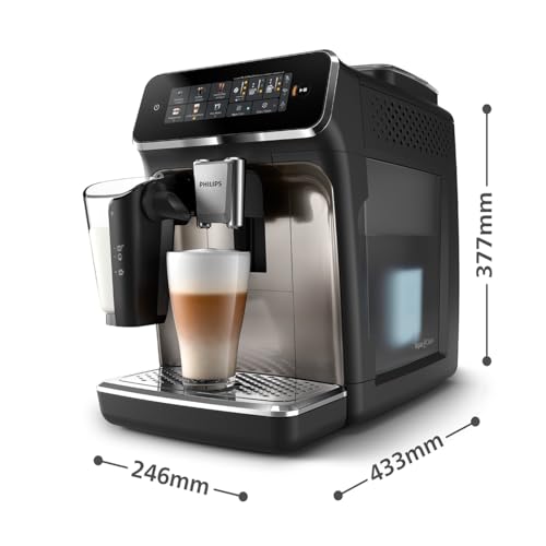 Philips 3300 Series Kaffeevollautomat - 6 Getränke, Modernes Farb-Touchscreen-Display, LatteGo-Milchsystem, SilentBrew, 100% Keramikmahlwerk, AquaClean Filter. Schwarzchrom (EP3347/90) - 6